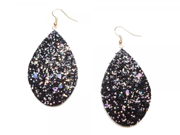 Mega schwarz Glitzer Ohrringe Party